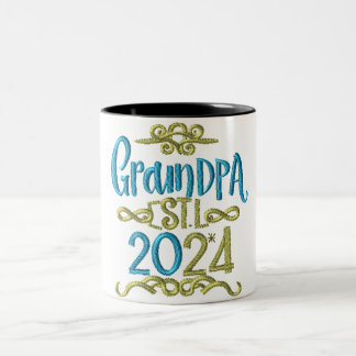 Tasse 2 Couleurs grand-père est 2024, Promoted To Grandpa Est. 2024