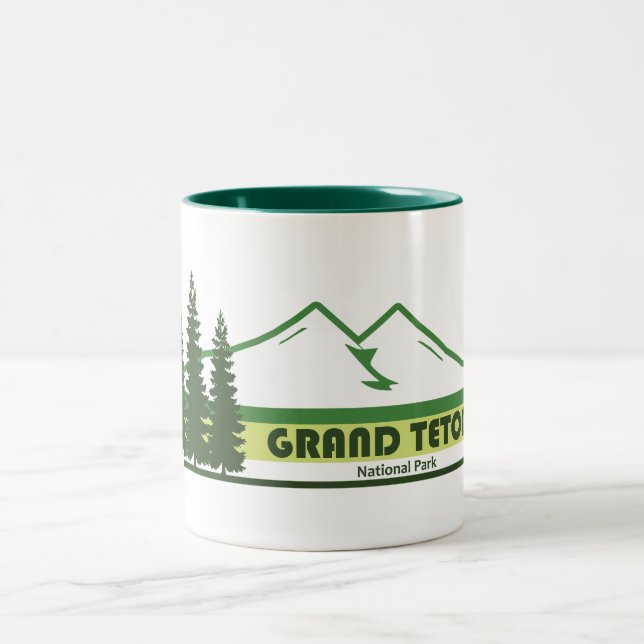 Tasse 2 Couleurs Grand Teton National Park Green Stripes (Centre)