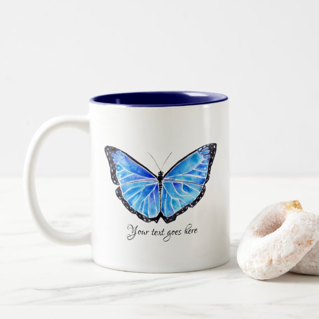 Tasse 2 Couleurs Grande texte personnalisé de papillon par (Avec donut)