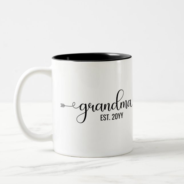 Tasse 2 Couleurs Grandma établie, Grand-mère cadeau personnalisé (Gauche)
