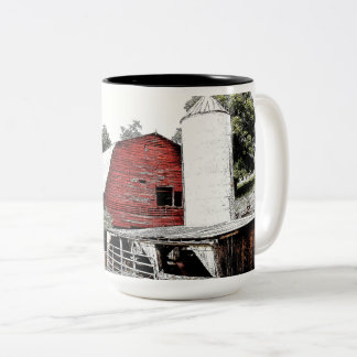 Tasse 2 Couleurs Grange rouge avec silo dans l'ouest de la Caroline