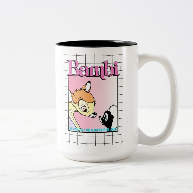 Tasse 2 Couleurs Graphique Bambi & Grille Rétro Fleur (Droit)