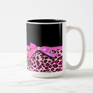 Tasse 2 Couleurs Graphique d'arc de ruban d'empreinte de léopard de