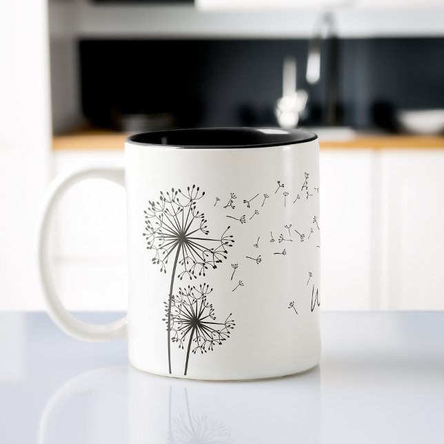 Tasse 2 Couleurs Graphique inspirant de souhait graphique Dandelion (Inspiring Graphic Wish Dandelion Graphic Two-Tone Coffee Mug)