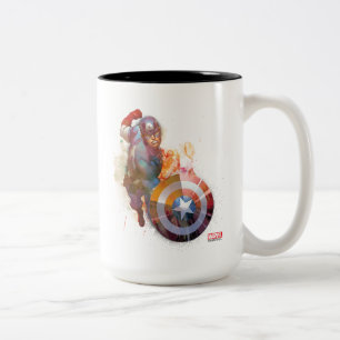 Tasse 2 Couleurs Graphisme aquarelle de Captain America