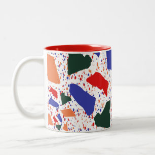 Tasse 2 Couleurs Gras Fun Terrazzo Fractal Splash Art