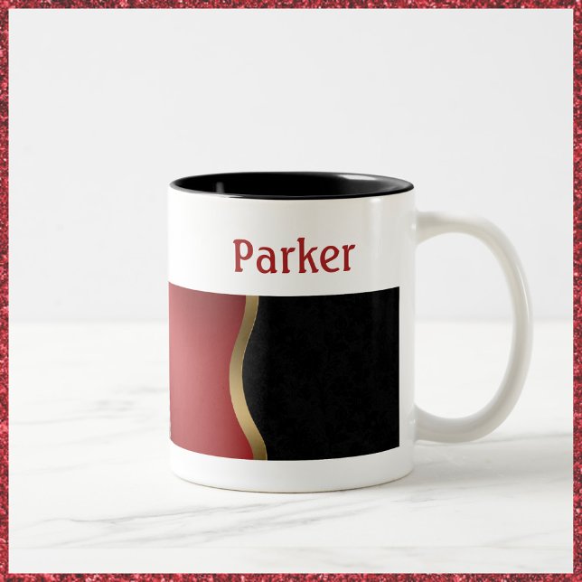 Tasse 2 Couleurs Gras moderne noir rouge et or (Créateur téléchargé)
