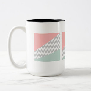 Tasse 2 Couleurs Gray Chevron Mint et Coral
