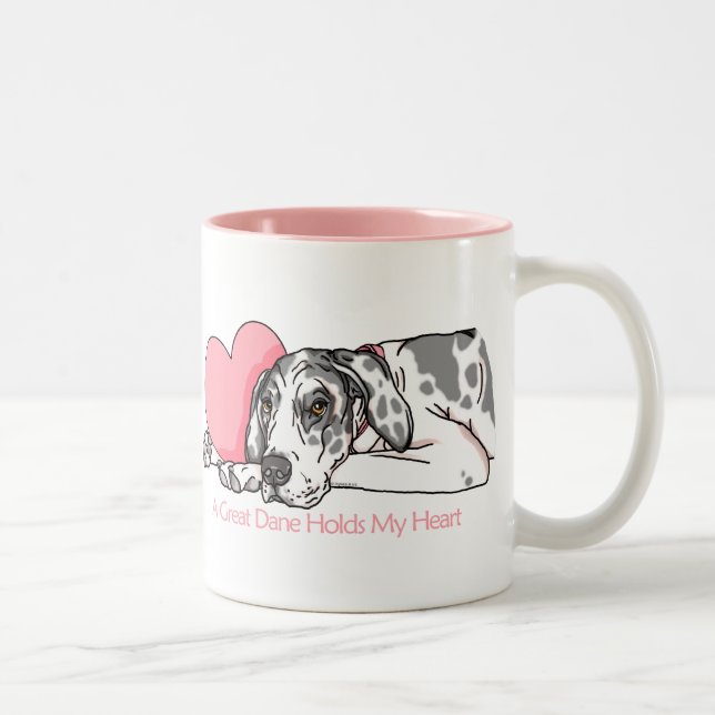 Tasse 2 Couleurs Great Dane détient Heart Harlequin UC (Droit)