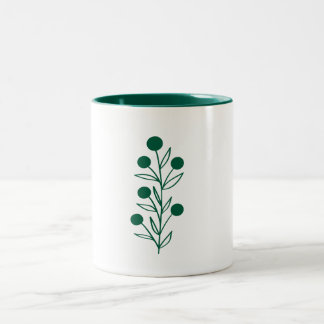 Tasse 2 Couleurs Green Botanical Line Art