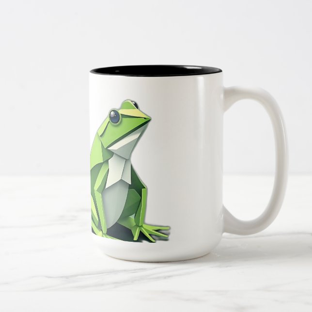 Tasse 2 Couleurs Grenouilles Origami de style géométrique (Droit)