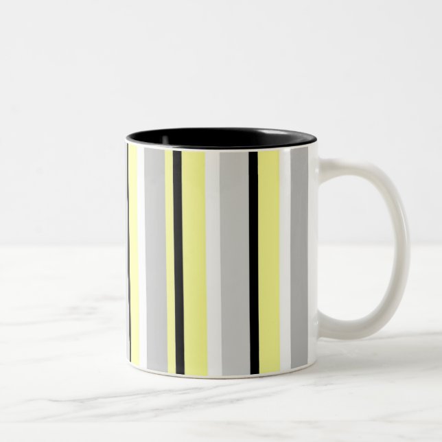 Tasse 2 Couleurs Grey and Yellow Stylish Striped (Droit)