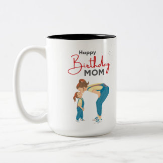 Tasse 2 Couleurs Grey Minimalist “Happy Birthday Mom” Graphic