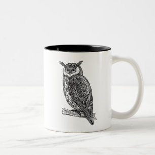 Tasse 2 Couleurs Griffonnage animal de hibou de totem sauvage