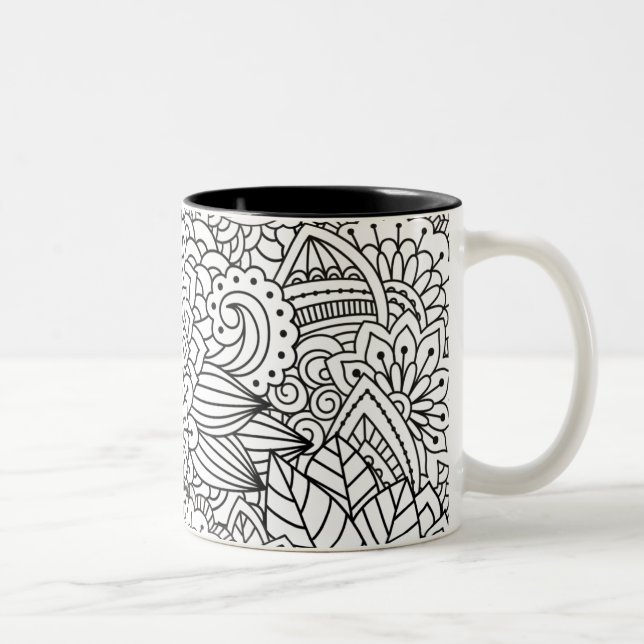 Tasse 2 Couleurs Griffonnage de conception de fleur (Droit)