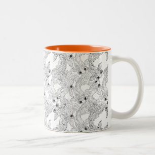 Tasse 2 Couleurs Griffonnage de poissons de la Chine