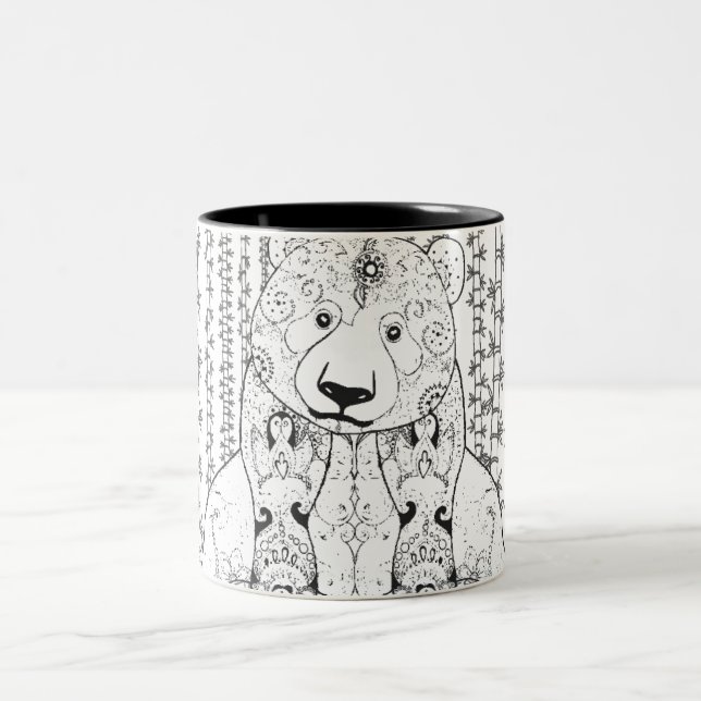 Tasse 2 Couleurs Griffonnage en bambou de panda (Centre)