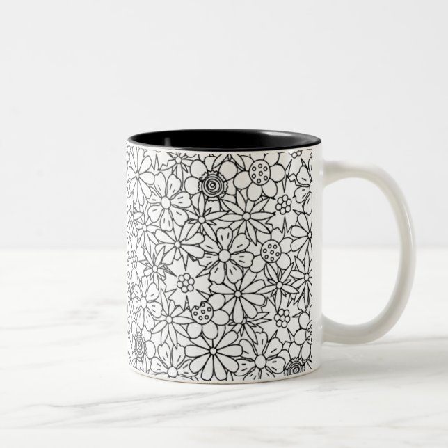 Tasse 2 Couleurs Griffonnage floral (Droit)