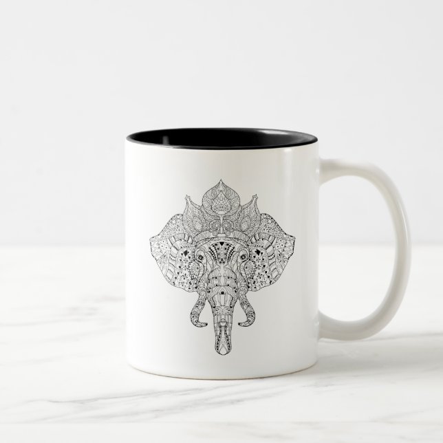 Tasse 2 Couleurs Griffonnage inspiré par tête d'éléphant (Droit)