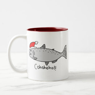Tasse 2 Couleurs Griffonnage saumoné de Noël de Cohohoho