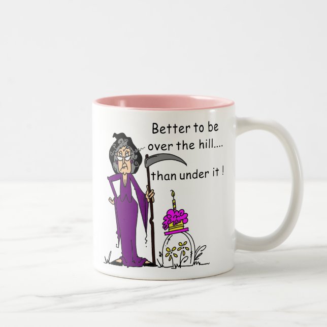 Tasse 2 Couleurs Grim Reaper Humour d'anniversaire (Droit)