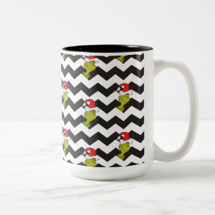 Tasse 2 Couleurs Grinch Motif chevron de vacances noir et blanc