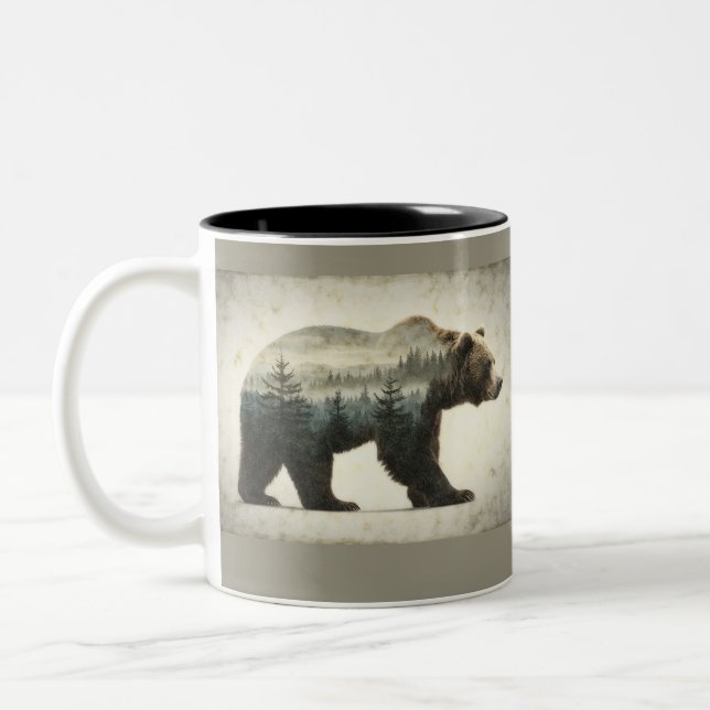 Tasse 2 Couleurs Grizzly Oear Wilderness Art (Gauche)