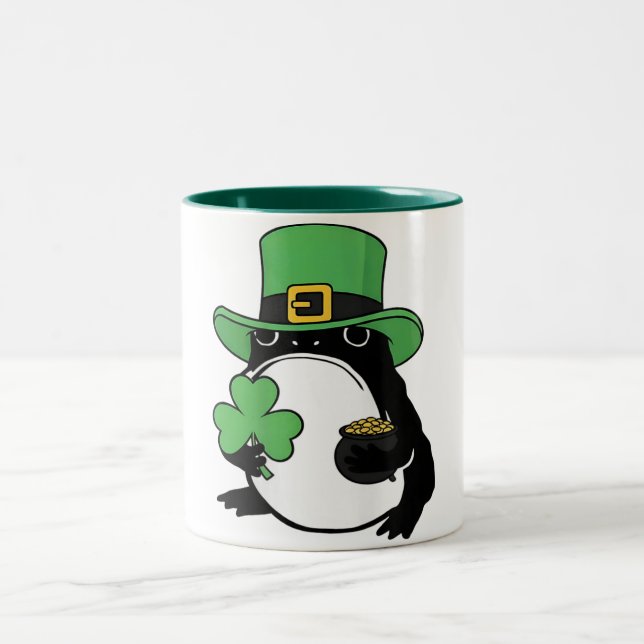 Tasse 2 Couleurs Grumpy Frog Japanese St. Patricks Day Shamrock (Centre)