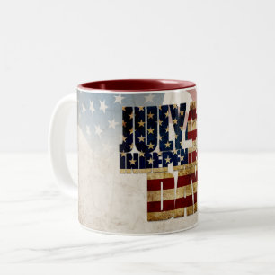 Tasse 2 Couleurs Grunge USA juillet 4 Juillet Indépendance Graphiqu