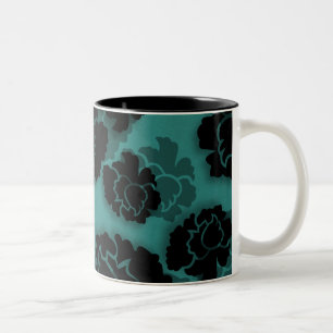 Tasse 2 Couleurs Grungy Floral Decadadadg, Turquoise