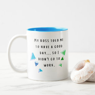 Tasse 2 Couleurs Guillemets pour l'humour de bureau Bleu & Vert