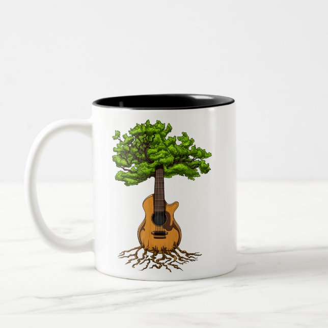 Tasse 2 Couleurs Guitare Acoustique Arbre De Vie (Gauche)