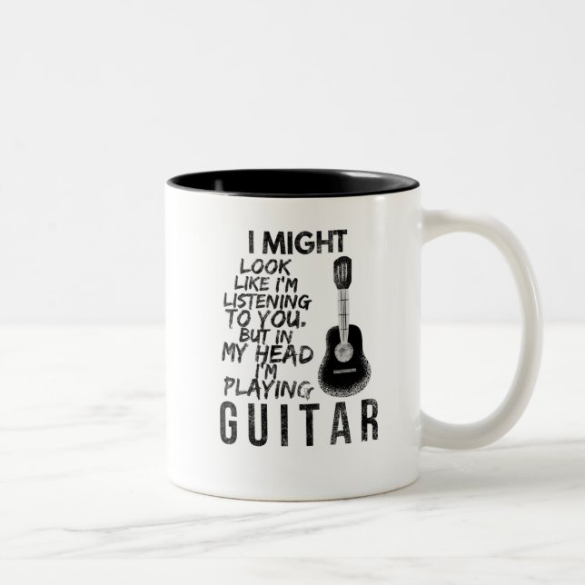 Tasse 2 Couleurs guitariste amusant (Droit)
