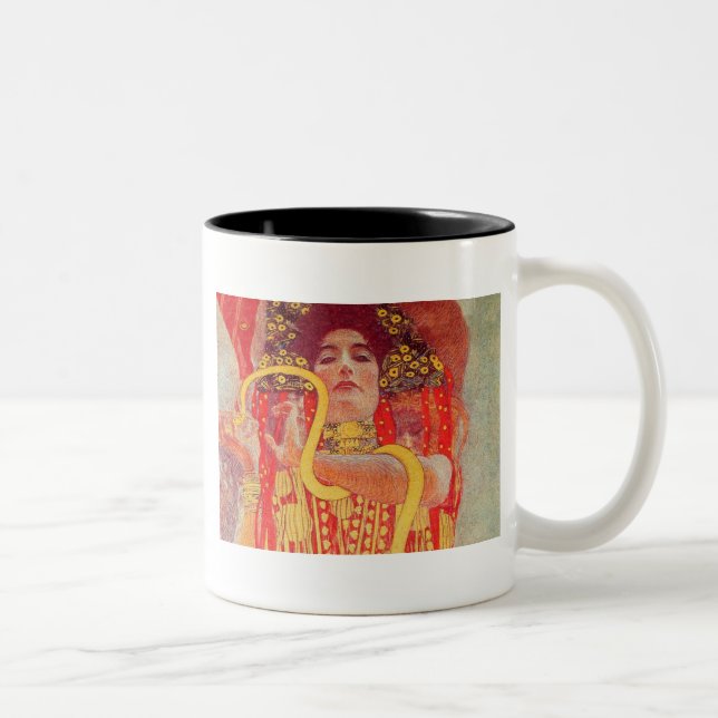 Tasse 2 Couleurs Gustav Klimt Red Woman Gold Snake Peinture (Droit)