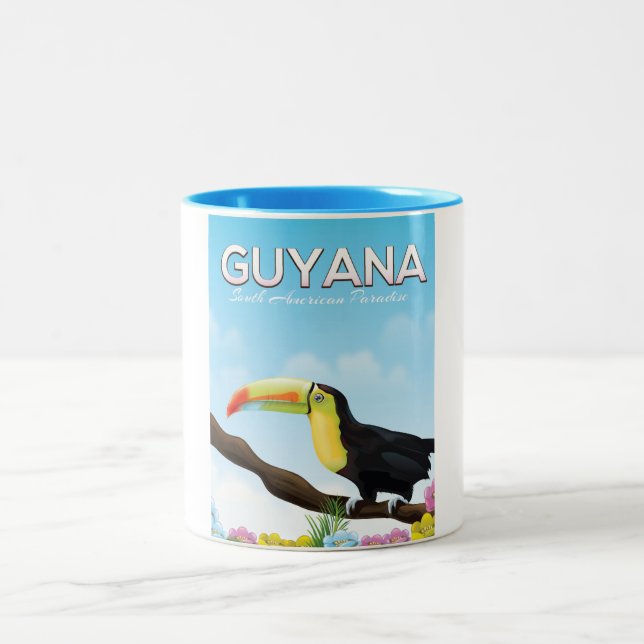 Tasse 2 Couleurs Guyana affiche de voyage paradis sud-américain (Centre)