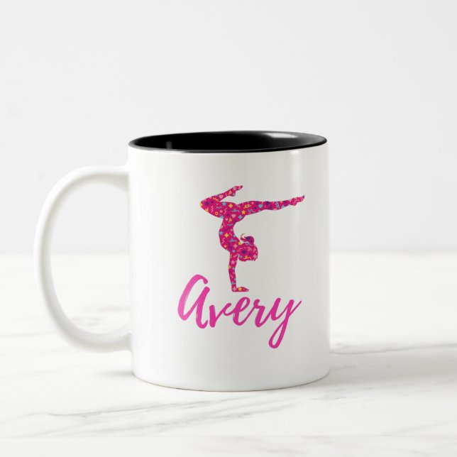 Tasse 2 Couleurs Gymnastique personnalisée Gymnaste Nom Avery (Gauche)