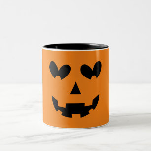 Tasse 2 Couleurs Halloween Citrouille de coeur heureux orange et no