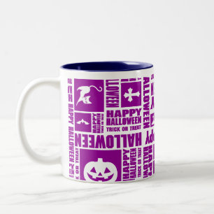 Tasse 2 Couleurs Halloween Cool Whimsical Typographie Motif Purple