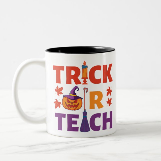 Tasse 2 Couleurs Halloween Enseignant Tri Ou Enseigner (Gauche)