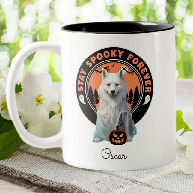 Tasse 2 Couleurs Halloween Husky Ghost Restez Éffrayant Personnalis (Créateur téléchargé)
