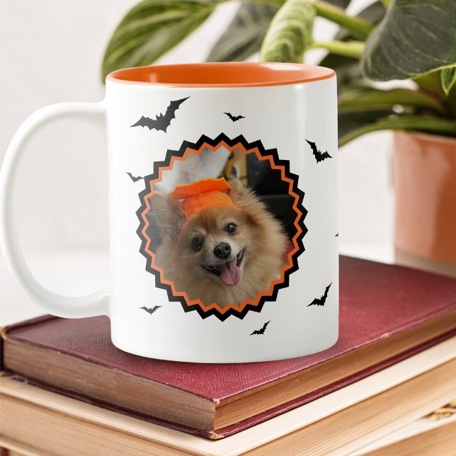 Tasse 2 Couleurs Halloween Photo personnalisée Happy Halloween (Créateur téléchargé)