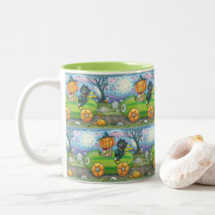 TASSE 2 COULEURS HALLOWEEN ROAD TRIP, JACK ET CHAT NOIR AMIS