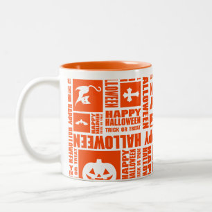 Tasse 2 Couleurs Halloween Whimsical Cool Motif de typographie Oran