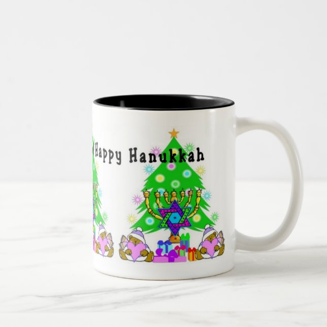 Tasse 2 Couleurs Hanoukka et Noël (Droit)