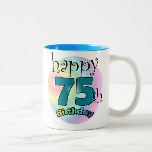 Tasse 2 Couleurs Happy 75th Birthday (bleu)