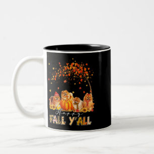 Tasse 2 Couleurs Happy Fall Yall Pomeranian Automne Lover Citrouill