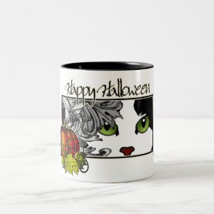 Tasse 2 Couleurs Happy Halloween Noir 'n Chat Blanc