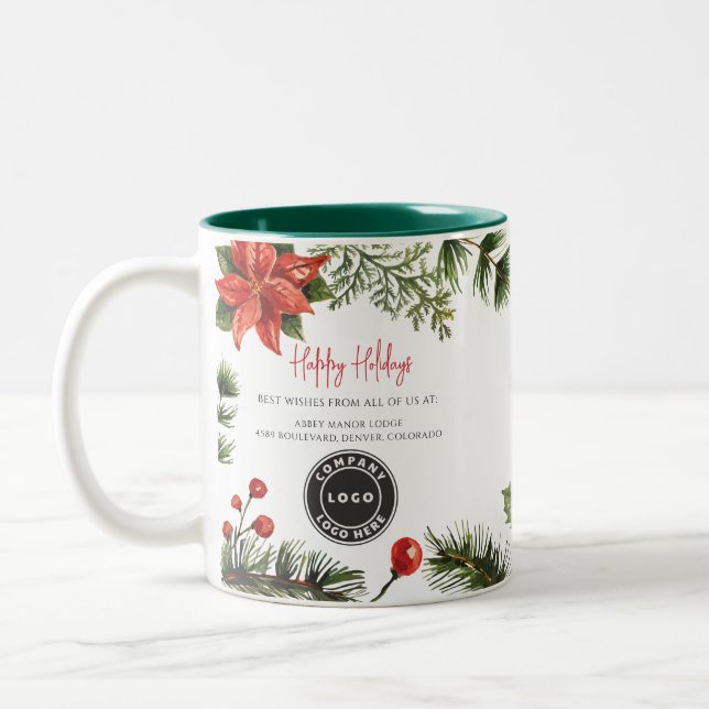 Tasse 2 Couleurs Happy Holidays Business Logo Employees Christmas (Gauche)