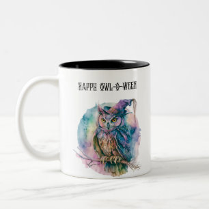 Tasse 2 Couleurs Happy Owl-O-Ween Owl Déplaisant Éffrayant Fun Hall