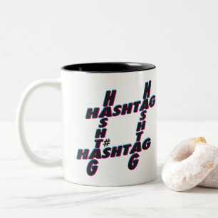 Tasse 2 Couleurs Hashtag 3D typographique